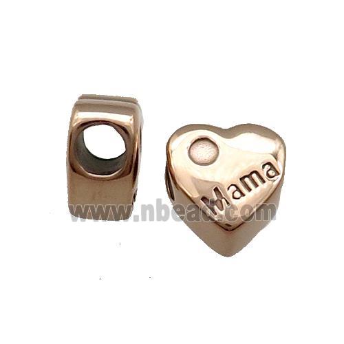 Stainless Steel Heart Beads Mama Large Hole Rose Gold