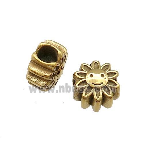 Stainless Steel SunFlower Beads Large Hole Gold Plated