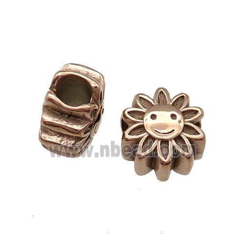 Stainless Steel SunFlower European Beads Large Hole Rose Gold