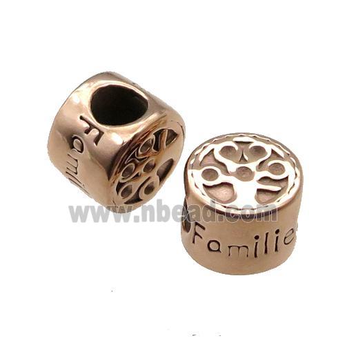 Stainless Steel Coin Button Beads Rose Gold
