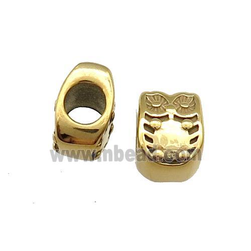 Stainless Steel Owl Beads Large Hole Gold Plated