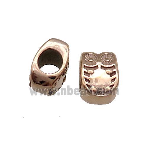 Stainless Steel Owl Beads Large Hole Rose Gold