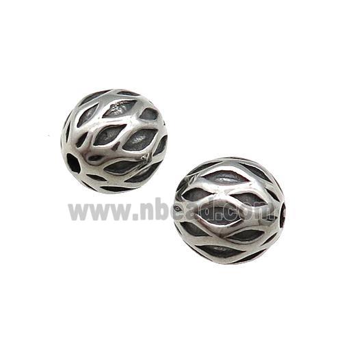 Stainless Steel Round Spacer Beads Antique Silver