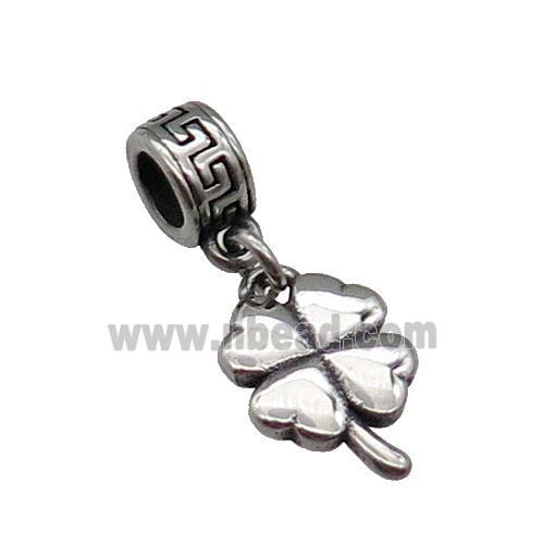 Stainless Steel Clover Pendant Antique Silver