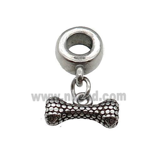 Stainless Steel DogBone Pendant Antique Silver
