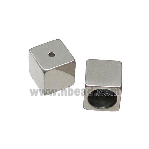 Raw Stainless Steel Cube Beads Large Hole