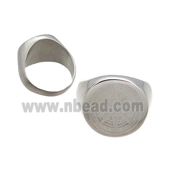 Raw Stainless Steel Ring Compass