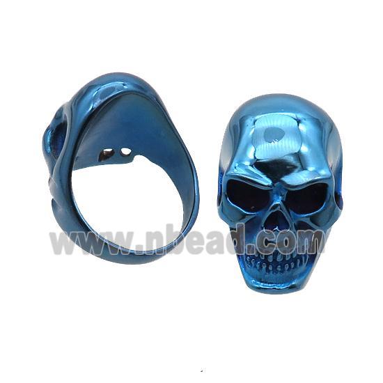 Stainless Steel Skull Ring Blue Electroplated