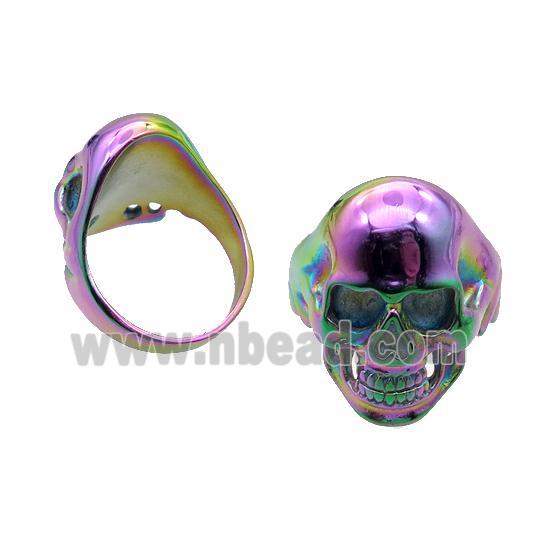 Stainless Steel Skull Ring Rainbow Electroplated