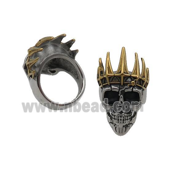 Stainless Steel Skull Ring Antique Gold