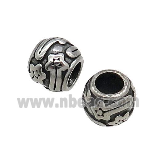 European Style Stainless Steel Round Beads Antique Silver