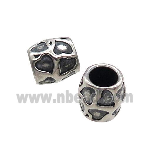 Stainless Steel Barrel Beads Spacer Large Hole Antique Silver