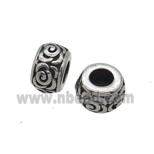 Stainless Steel Rondelle Beads Spacer Large Hole Antique Silver