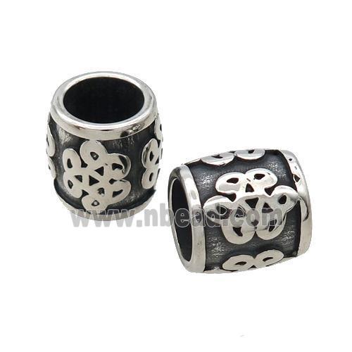 Stainless Steel Barrel Beads Knot Large Hole Antique Silver