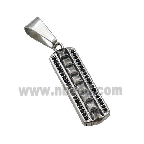 Stainless Steel Stick Pendant Antique Silver