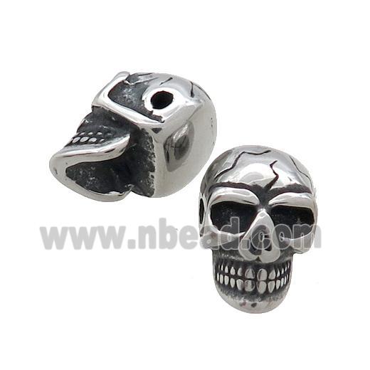 Stainless Steel Skull Beads Antique Silver