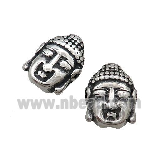 Stainless Steel Buddha Beads Antique Silver