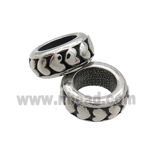 Stainless Steel Rondelle Beads Large Hole Antique Silver