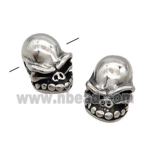 Stainless Steel Skull Beads Antique Silver