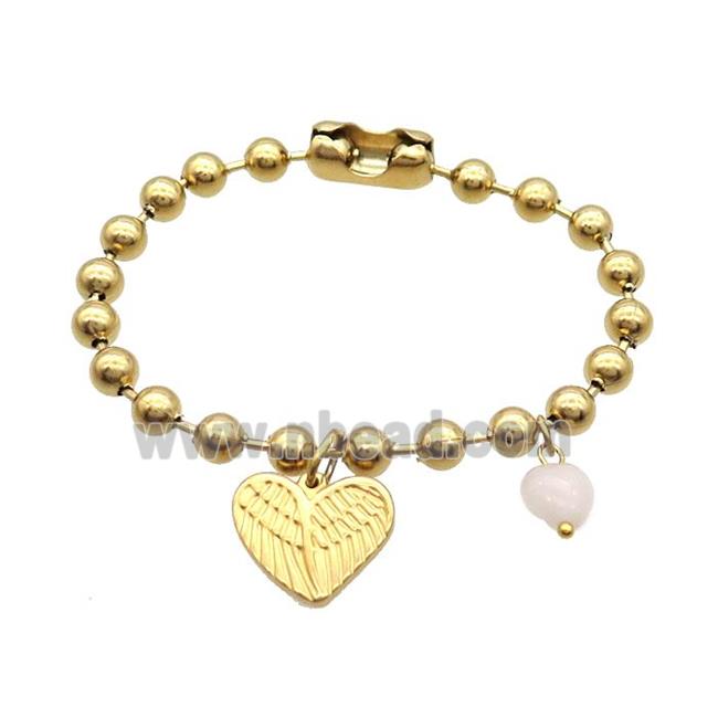 Stainless Steel Bracelet Heart Gold Plated