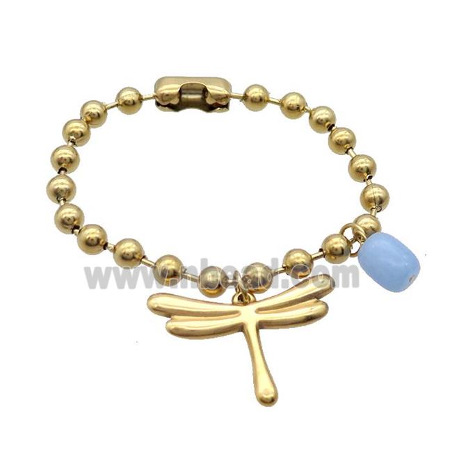 Stainless Steel Bracelet Dragonfly Gold Plated