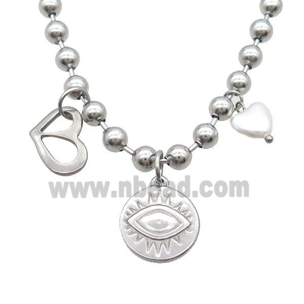Raw Stainless Steel Necklace Eye