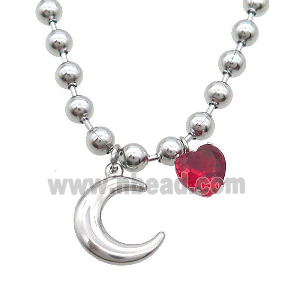 Raw Stainless Steel Necklace Moon