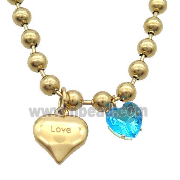 Stainless Steel Necklace Heart Love Gold Plated