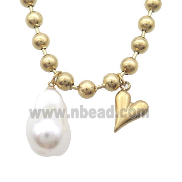 Stainless Steel Necklace Moon Gold Plated