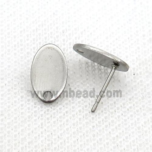 Raw Stainless Steel Stud Earring Oval