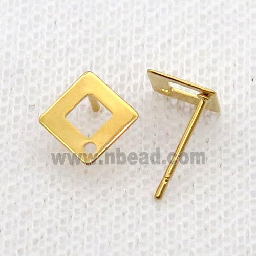 Stainless Steel Stud Earring Square Gold Plated
