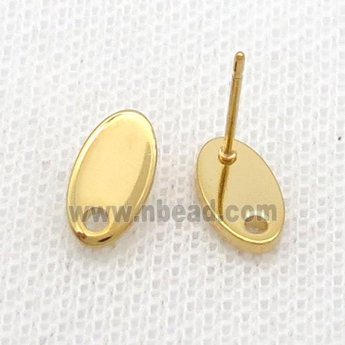 Stainless Steel Stud Earring Oval Gold Plated