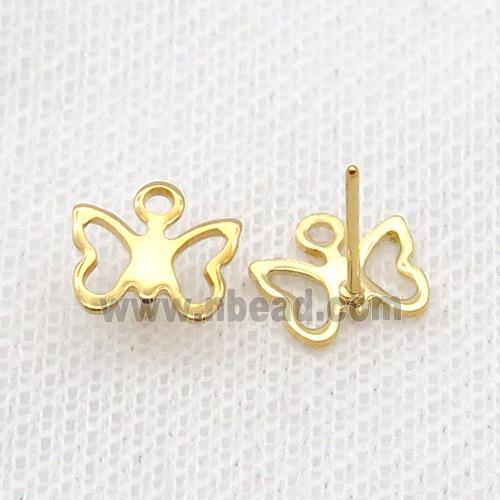 Stainless Steel Stud Earring Butterfly Gold Plated