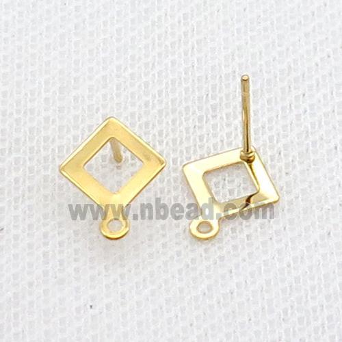 Stainless Steel Stud Earring Rhombic Gold Plated
