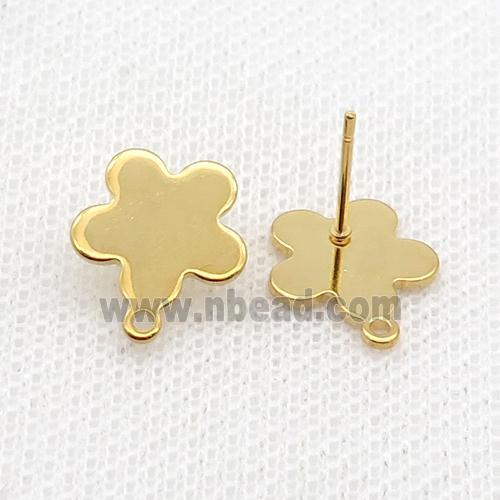 Stainless Steel Stud Earring Flower Gold Plated