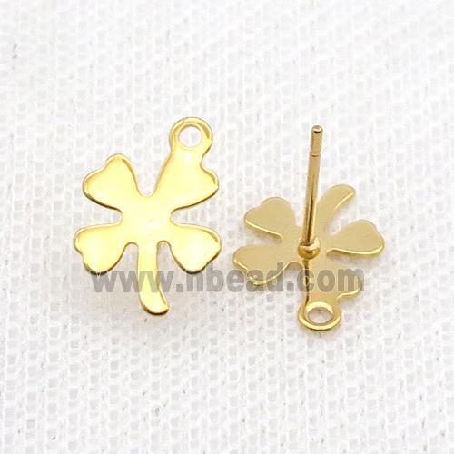Stainless Steel Stud Earring Clover Gold Plated