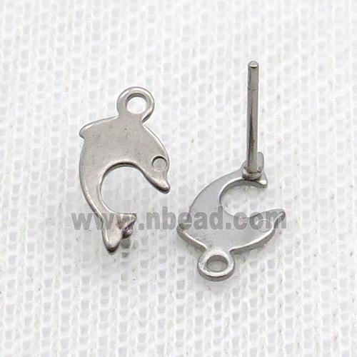 Raw Stainless Steel Stud Earring Dolphin