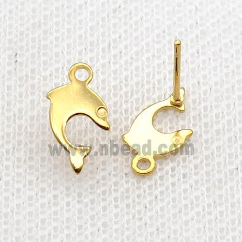 Stainless Steel Stud Earring Dolphin Gold Plated