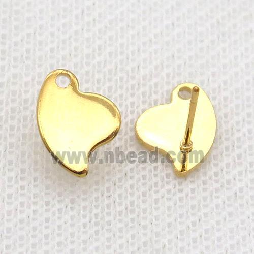 Stainless Steel Stud Earring Heart Gold Plated