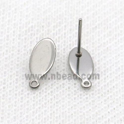 Raw Stainless Steel Stud Earring Oval
