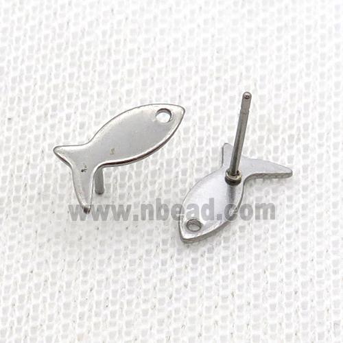 Raw Stainless Steel Stud Earring Fish