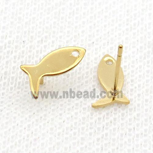 Stainless Steel Stud Earring Fish Gold Plated