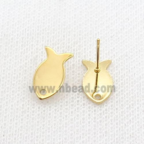Stainless Steel Stud Earring Fish Gold Plated