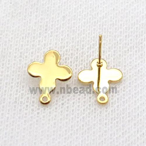 Stainless Steel Stud Earring Cross Gold Plated