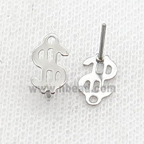 Raw Stainless Steel Stud Earring Dollar Symbols