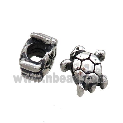 Stainless Steel Tortoise Beads Large Hole Antique Silver