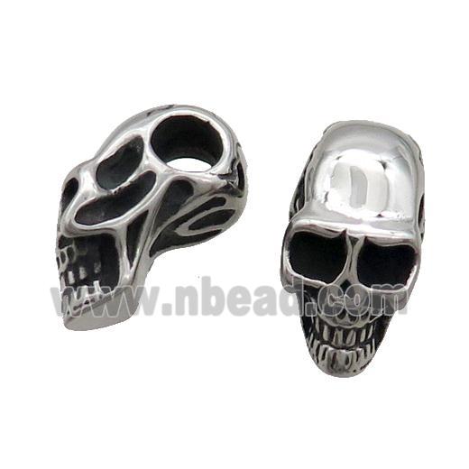 Stainless Steel Beads Skull Large Hole Antique Silver