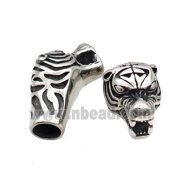 Stainless Steel CordEnd Tiger Antique Silver