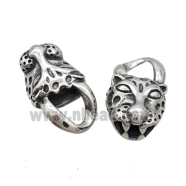Stainless Steel Connector Leopard Antique Silver