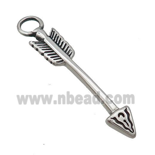 Stainless Steel Arrow Pendant Antique Silver